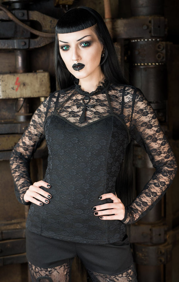 Dracula Clothing - Gothic Ankh Steampunk Lace Blouse