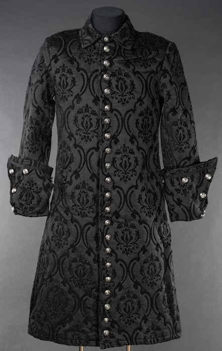 Dracula Clothing - Gothic Black Brocade Steampunk Admiral Coat