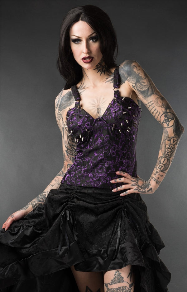 Dracula Clothing - Gothic Steampunk Amethyst Spiked Top