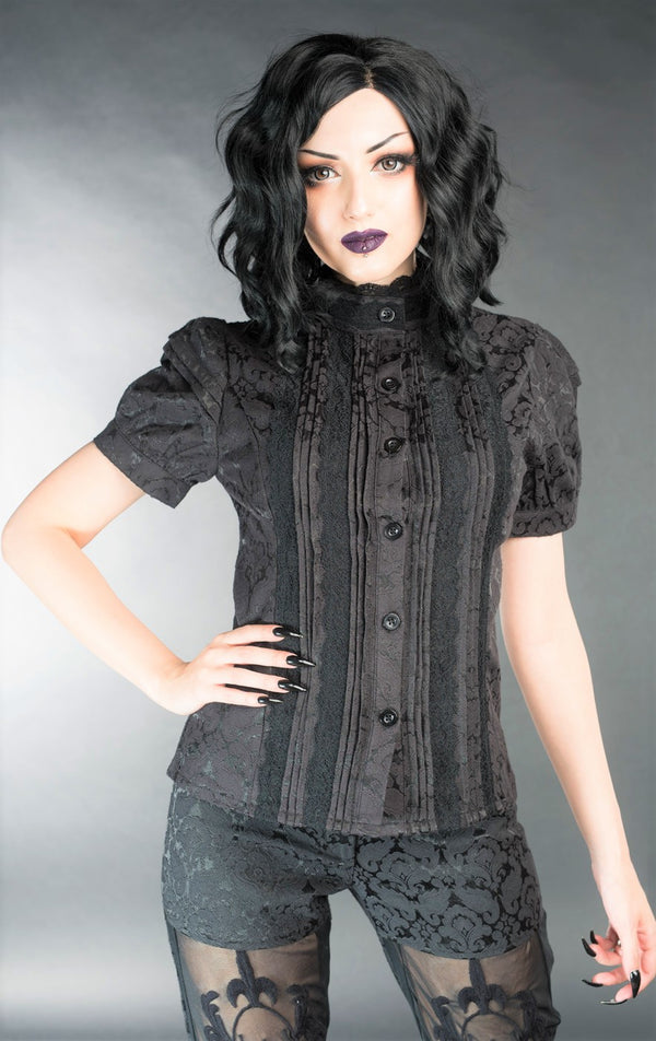 Dracula Clothing - Gothic Brocade Edwardian Steampunk Blouse
