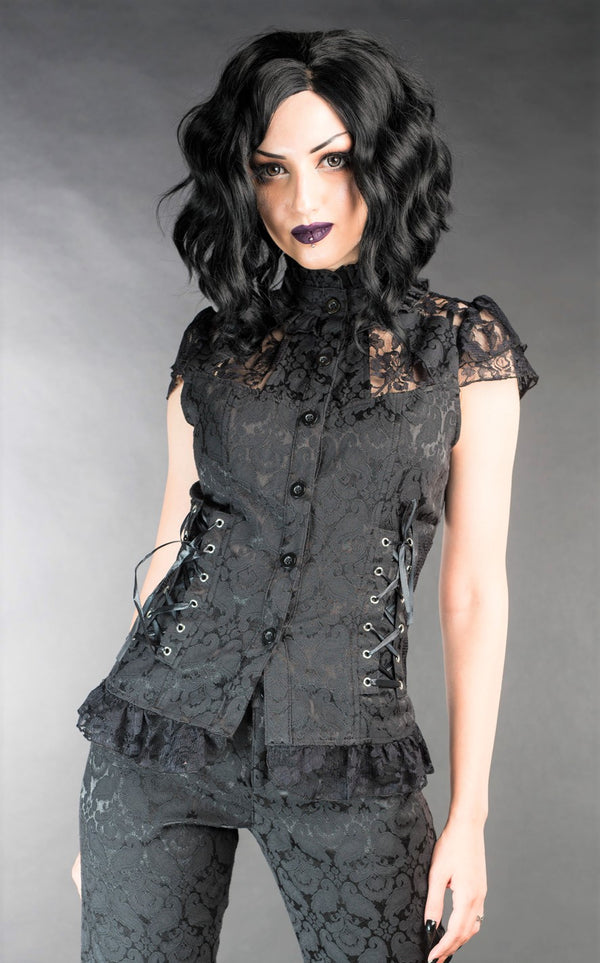 Dracula Clothing - Gothic Brocade Laced Steampunk Blouse