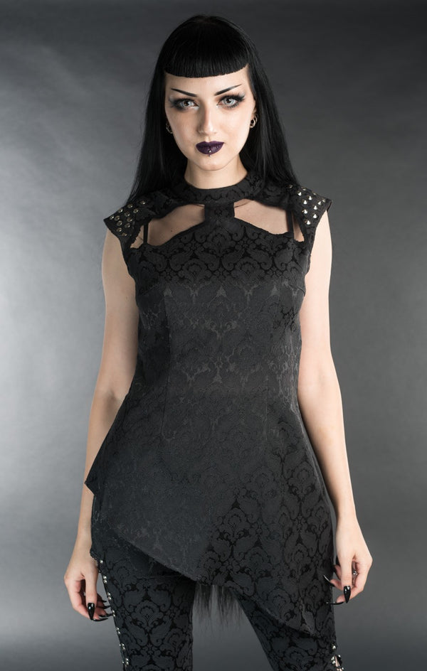 Dracula Clothing - Gothic Brocade Steampunk Spiked Blouse