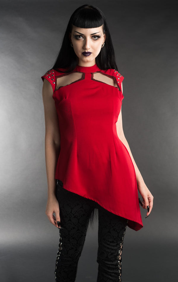 Dracula Clothing - Gothic Steampunk Red Spiked Tunic