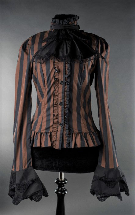 Dracula Clothing - Gothic Steampunk Striped Cravat Blouse