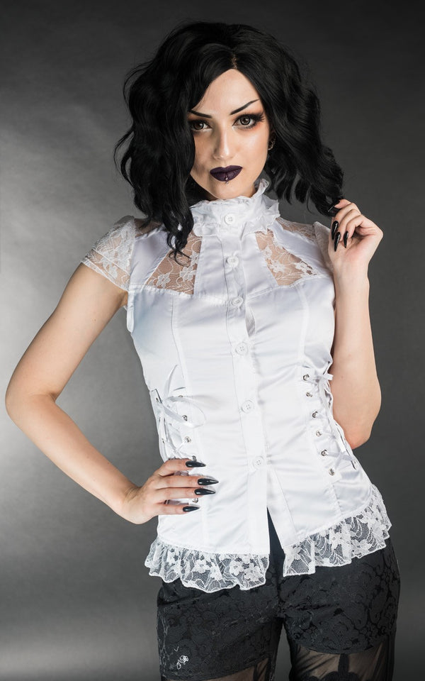 Dracula Clothing - Gothic White Laced Steampunk Blouse