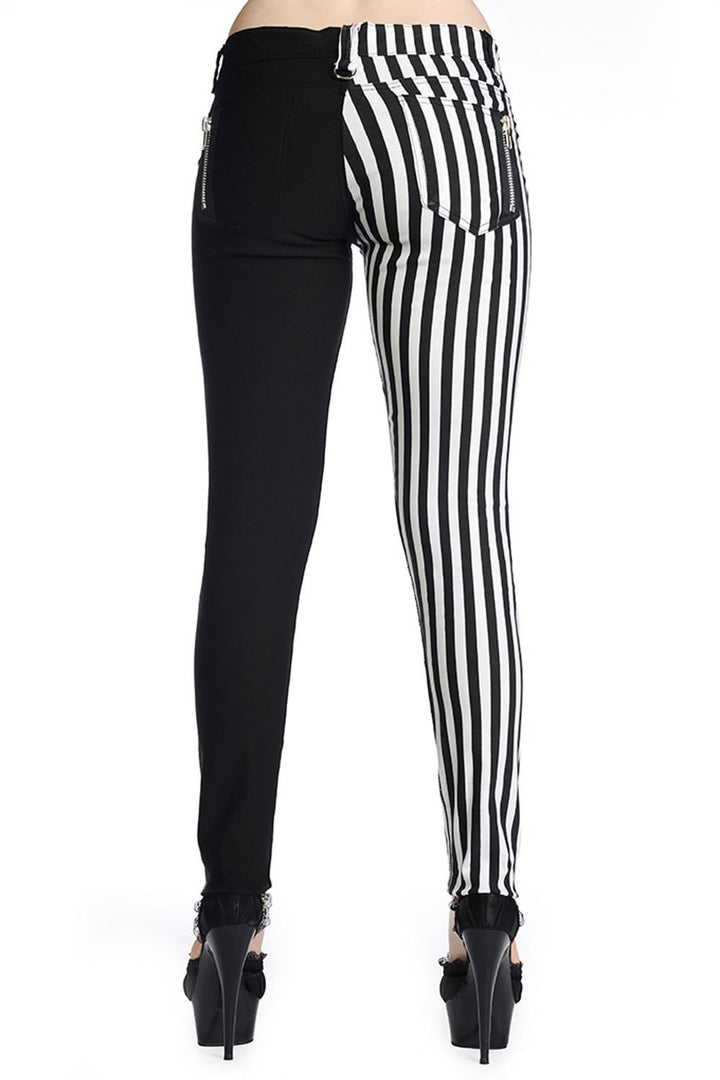 Banned Apparal - Half Black Half Striped Trousers - Egg n Chips London
