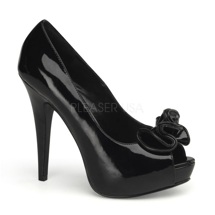 Pin Up Couture - Lolita Black Patent Platform Pump with Ruffle Detail At Toe - Egg n Chips London