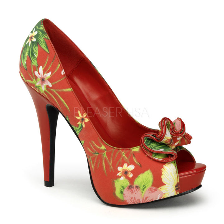 Pin Up Couture - Lolita Red Floral Print Fabric Platform Pump - Egg n Chips London