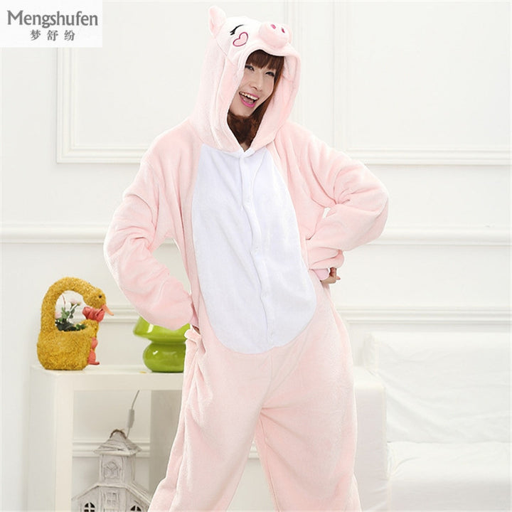 Mengshufen - Pig Animal Style Flannel Jumpsuit Pyjamas - Egg n Chips London