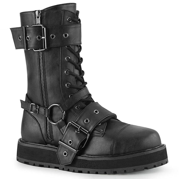 Demonia - Men's Gothic Lace-Up Mid-Calf Valor Boot With Side Zip