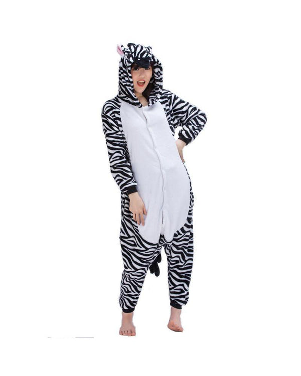Mengshufen - Zebra Animal Style Flannel Jumpsuit Pyjamas - Transfer inalps Nötsch im Gailtal